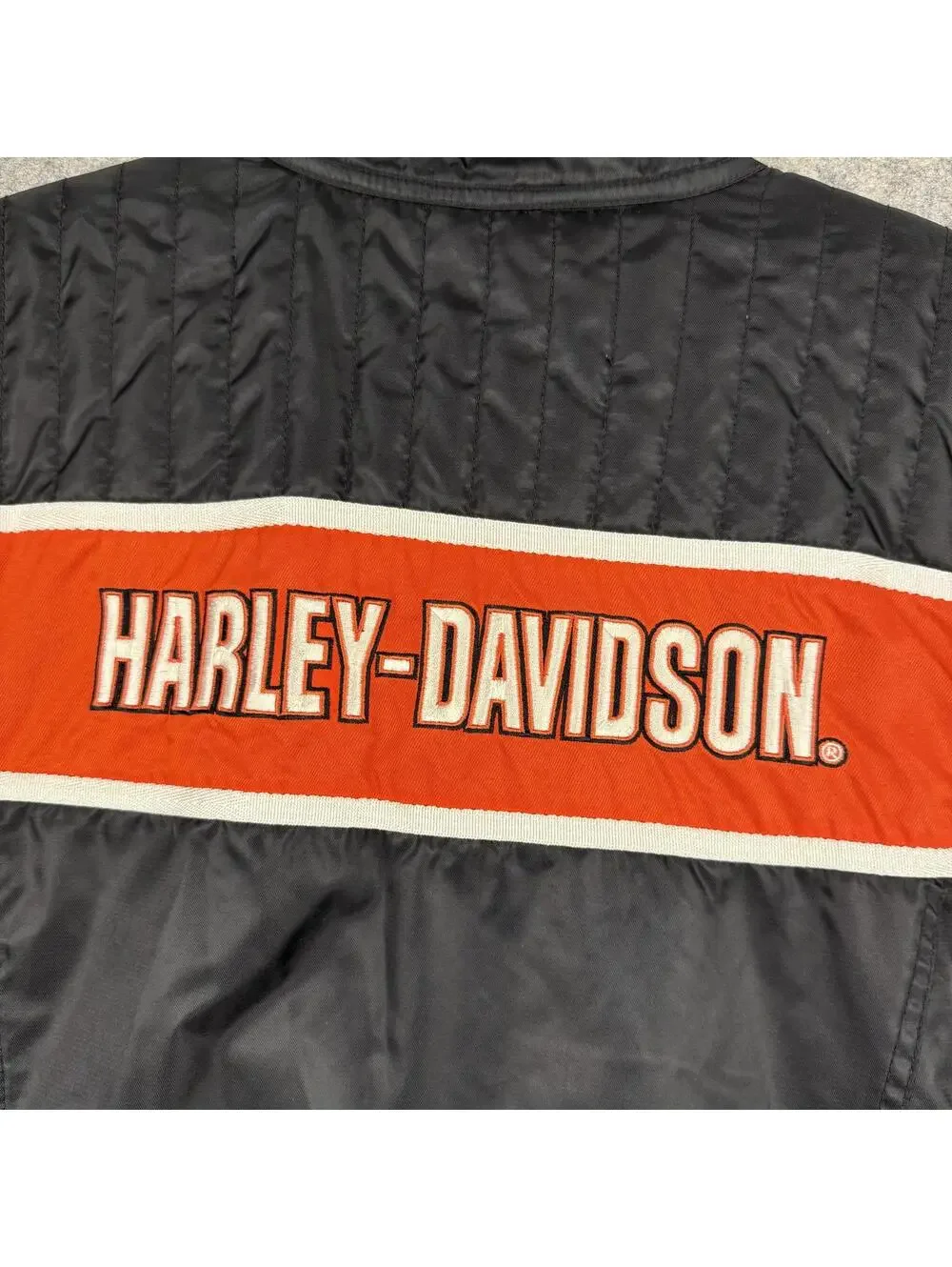 Harley Davidson Racing Women’s Full Zip Jacket Black White Orange Size XL 642